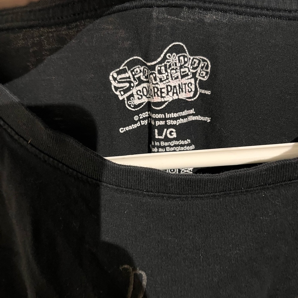 SpongeBob Squarepants Black Tee with White Logo Print - Picture 3 of 4
